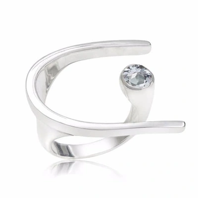 Neola Lunaria Sterling Silver Cocktail Ring With Blue Topaz