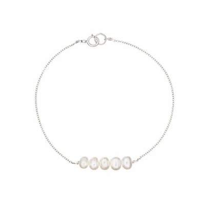 Lily & Roo Solid White Gold Pearl Cluster Bracelet In Metallic