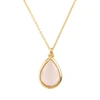 LATELITA LONDON PISA MINI TEARDROP NECKLACE GOLD ROSE QUARTZ