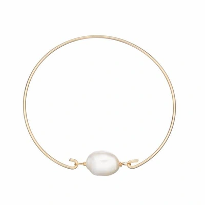 Lily & Roo Gold Large Single Pearl Bangle