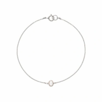 Lily & Roo Solid White Gold Single Pearl Bracelet In Metallic