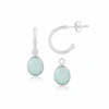 Auree Jewellery Manhattan Sterling Silver & Aqua Chalcedony Interchangeable Gemstone Hoop Earrings