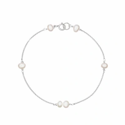 Lily & Roo Solid White Gold Six Pearl Bracelet In Metallic