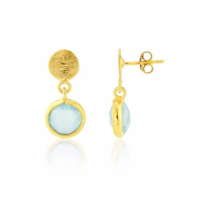 Auree Jewellery Salina Gold Vermeil & Aqua Onyx Gemstone Drop Earrings