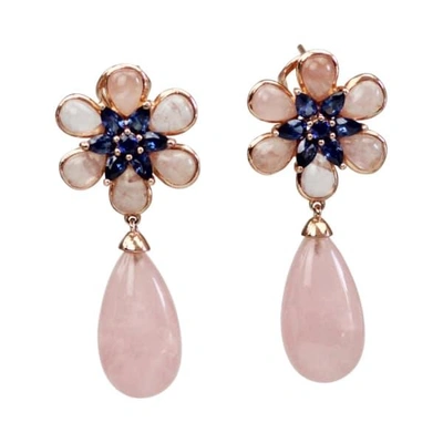 Bellus Domina Gold Plated Quartz Flower Earrings