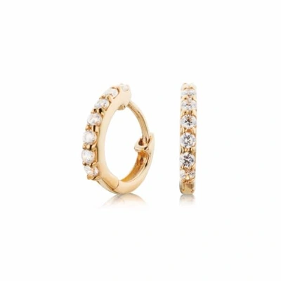 LILY & ROO WOMEN'S SMALL GOLD DIAMOND STYLE HUGGIE HOOP EARRINGS