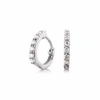 LILY & ROO SMALL STERLING SILVER DIAMOND STYLE HUGGIE HOOP EARRINGS