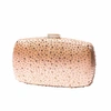 NISSA Nude Clutch with Transparent Crystals