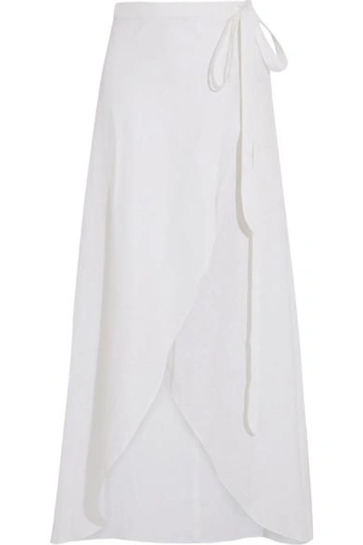Miguelina Ballerina Cotton Wrap Long Coverup Skirt In White