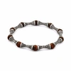 Snake Bones Red Tiger Eye Beads Oxidized Sterling Silver Bracelet In Silver