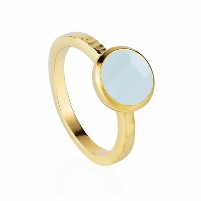 Neola Estella Gold Stacking Ring With Aqua Chalcedony