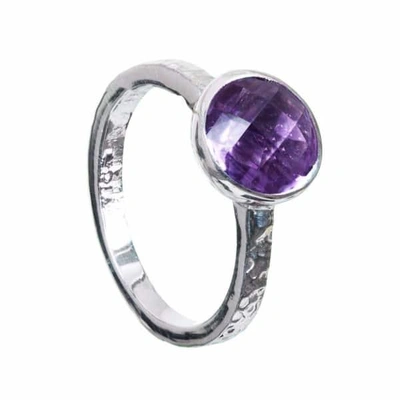 Neola Estella Sterling Silver Stacking Ring Amethyst