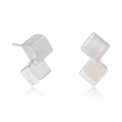 Neola Silver Cube Studs