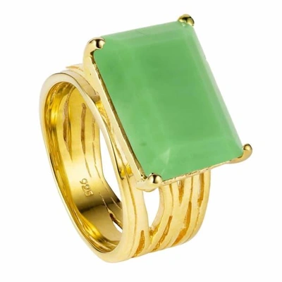 Neola Pietra Gold Cocktail Ring With Chrysoprase Gemstone