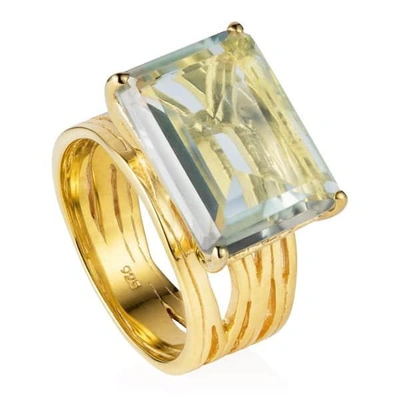 Neola Pietra Gold Cocktail Ring With Green Amethyst Gemstone