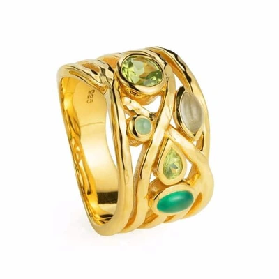 Neola Gold Cocktail Ring Green Onyx, Peridot, And Chrysoprase Gemstones - Liana