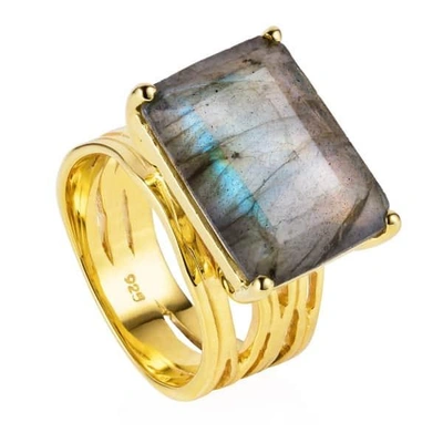 Neola Pietra Gold Cocktail Ring With Labradorite Gemstone