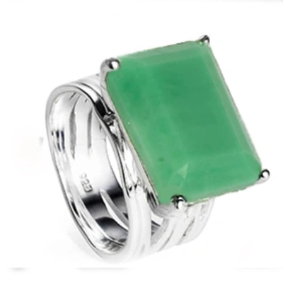 Neola Pietra Sterling Silver Cocktail Ring Chrysoprase Gemstone