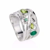 Neola Sterling Silver Cocktail Ring With Peridot & Green Onyx & Green Amethyst Gemstones Liana In Cocktail