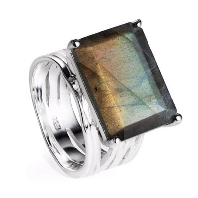 Neola Pietra Sterling Silver Cocktail Ring With Labradorite Gemstone