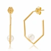 Neola Minerva Gold Earrings With White Pearl In Gold