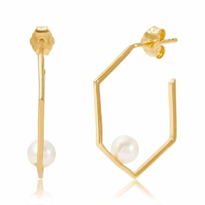 Neola Minerva Gold Earrings With White Pearl