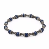 Snake Bones Lapis Lazuli Beads Oxidized Sterling Silver Bracelet In Silver