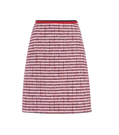Gucci Striped Cotton And Wool-blend Skirt In Rosso-blu-bianco