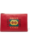 GUCCI Printed textured-leather pouch