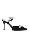 Manolo Blahnik Lurum Crystal-embellished Mules In Black