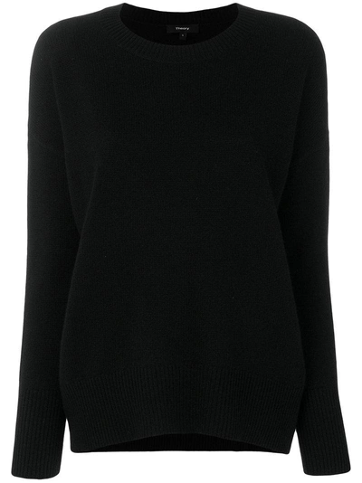 Theory Karenia Cashmere Crewneck Pullover Sweater In Black