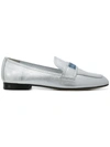 PRADA SILVER LOGO LEATHER LOAFERS,1D485IF101FV12546161