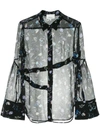 3.1 PHILLIP LIM / フィリップ リム FLORAL EMBROIDERED SHEER SHIRT,E1812399SFK12527843