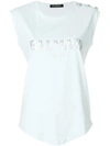 BALMAIN BALMAIN BUTTON-EMBELLISHED LOGO TANK - BLUE,128535326I12543222