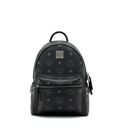 Mcm Mini Stark Side Stud Coated Canvas Backpack In Black