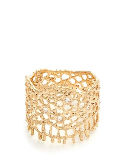 Aurelie Bidermann 18kt Yellow Gold Diamond Vintage Lace Ring In Metallic