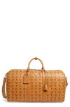 Mcm Men's Traveler Visetos Xl Weekender Duffel Bag In Cognac