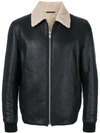 THEORY CONTRAST COLLAR SHEARLING JACKET,H107040212507887