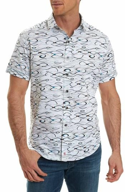 Robert Graham Illusions Printed Short Sleeve Button-down Shirt In White