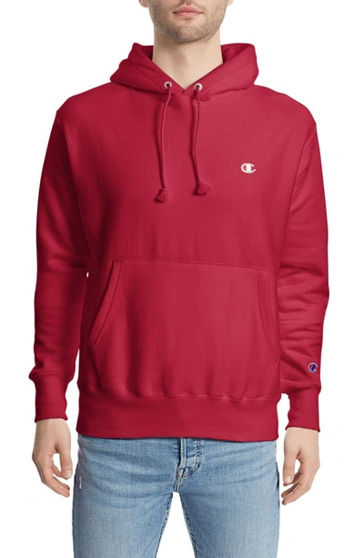 Champion Reverse Weave(r) All Over Logo Hoodie In Team Red Scarlet/red