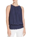 Ramy Brook Lauren Sleeveless Ruched Blouson Top In Navy