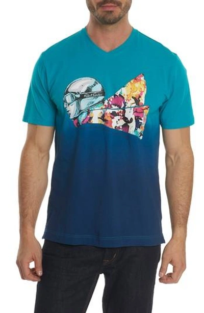 Robert Graham Into The Wind Ombre-graphic T-shirt In Teal