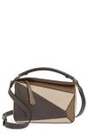 LOEWE SMALL PUZZLE TRICOLOR LEATHER BAG - BROWN,322.30US21