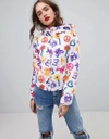 LOVE MOSCHINO BALLOONS LOGO PRINTED WIND JACKET - WHITE,WH62400T89020008