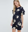 QUEEN BEE FLORAL PRINTED SHIFT DRESS - NAVY,7953