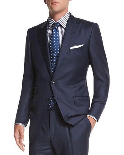 Tom Ford O'connor Base Plain-weave Sharkskin Two-piece Suit, Bright Navy