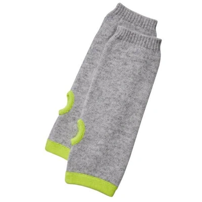 Cove Women's Cashmere Wrist Warmers Grey & Yellow In Gray