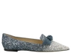 JIMMY CHOO GABIE FLAT,GABIE FLAT FBG SILVER-DUSK BLUE