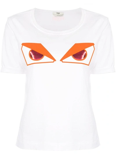 Fendi White Cotton T-shirt With Fluo Eyes Print