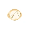 NO 13 Pisces Constellation Signet Ring Diamonds & 9Ct Gold
